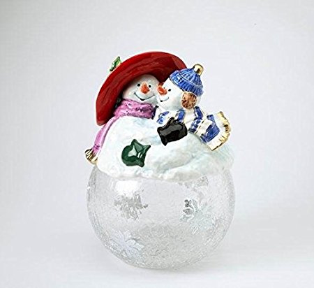 Cosmos Gifts 56508 Snowman Couple Cookie/Candy Jar with Ceramic Jar, 8-7/8-Inch