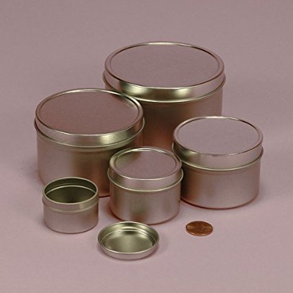 Deep and Round Silver Tin Cans, 2oz (24 Per Pack)
