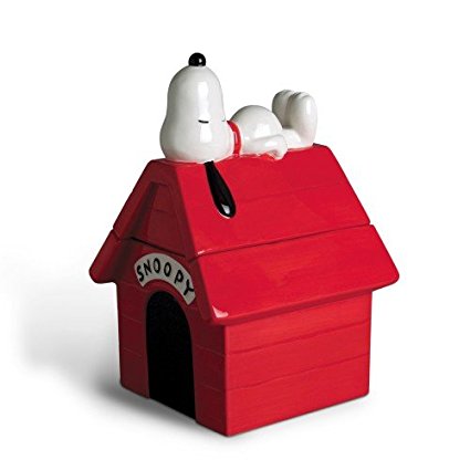 Peanuts Snoopy Hand Painted Dog House Cookie Jar by Gibson