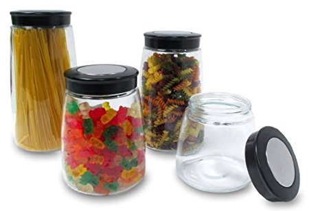 Imperial Home MW1202 Glass 4 Pieces Canister Set With Air Tight Lids