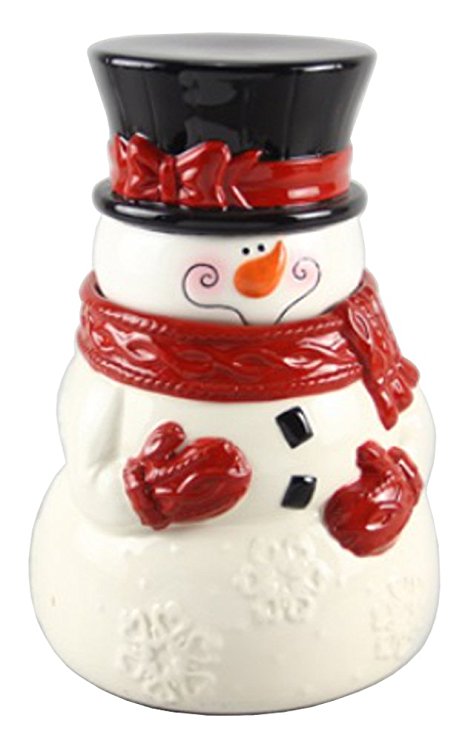 Youngs Inc Dressed for Christmas Winter Snowman with Red Scarf Ceramic Cookie Jar 10