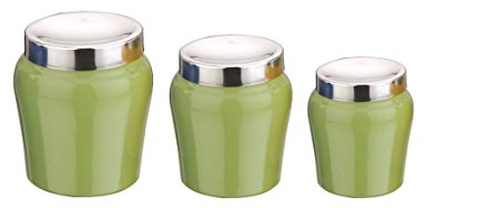 Kitchen Kemistry, Apple Stainless Steel Canisters with Convex Lid Combo, 3-Pieces, Pistachio Green