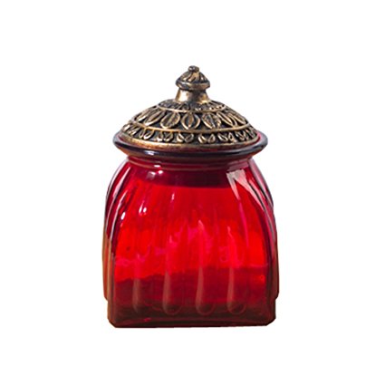 European - style Seal Glass Candy Cans Dried Fruit Tea Snacks jar Square Decorative Creative Utensils (red)