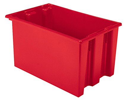 Akro-Mils 35240 Nest and Stack Plastic Storage and Distribution Tote, 23.5-Inch L by 15.5-Inch W by 12-Inch H, Red, Case of 3