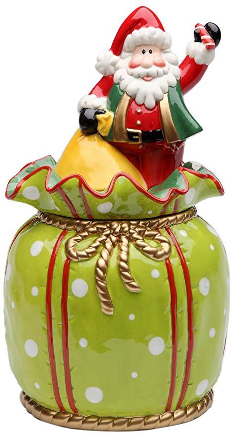 Appletree Design Wild Wonderful Winterland Collection Santa In The Bag Cookie Jar, 11-1/8-Inch