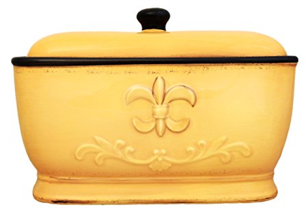 Tuscany Fleur De Lis Bread Box / Toast Jar Color: Yellow