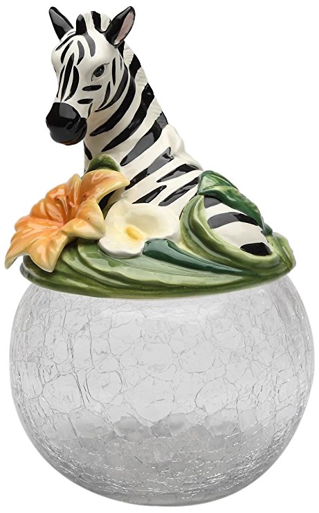 Cosmos Gifts 10804 Zebra Cookie/Candy Jar with Ceramic Lid, 9-1/2-Inch