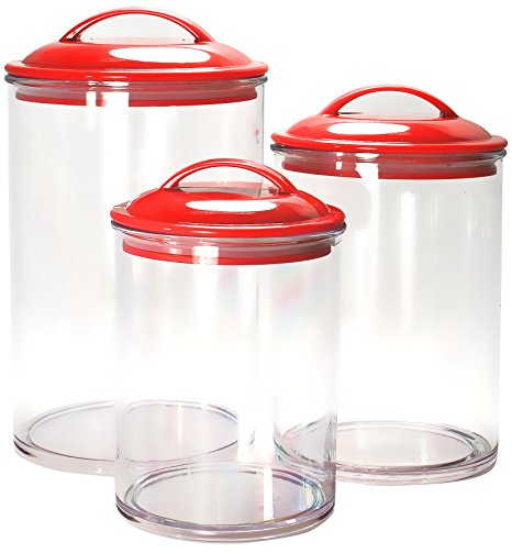 Calypso Basics by Reston Lloyd Acrylic Storage Canisters, Set of 3, Red