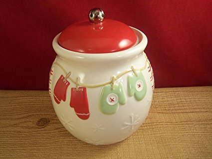 Hallmark Christmas Mittens Holiday Ceramic Holiday Cookie Candy Jar 6