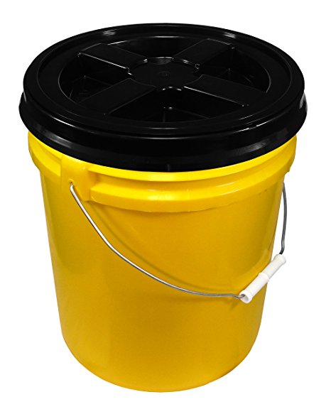 Yellow 5 Gallon 90 mil Bucket with Gamma Seal Lid (Black)