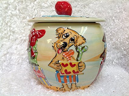 Golden Retriever Treat Jar. Personalized at no Charge. Signed by Artist, Debby Carman.