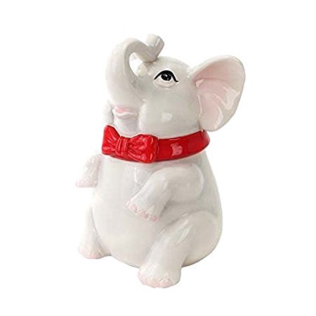 PACIFIC GIFTWARE Elephant Cookie Jar Ceramic Cute Kitchen Accessory, White