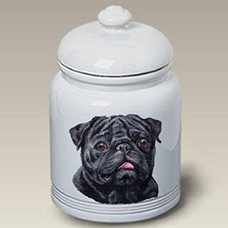 Pug (Black): Ceramic Treat Jar 10