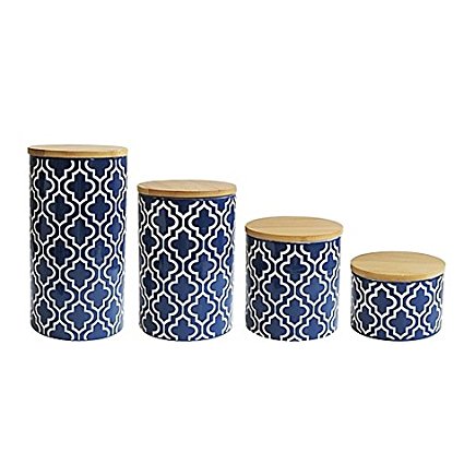 American Atelier 4-Piece Quatrefoil Canister Set in Navy