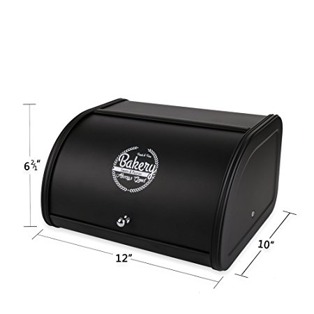 Hot Sales X458 Metal Bread Box/Bin/kitchen Storage Containers with Roll Top Lid (Black)