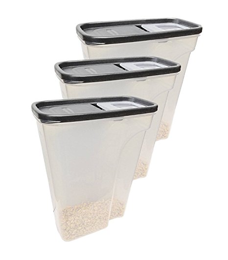 Rubbermaid Modular Cereal Keeper, Dry Food Storage Holder/Containers, Flip Top Lid for Easy Pouring, Ergonomic Grip for Easy Handling, Lock in Freshness, 22.8 Cup – 3 Pack Set