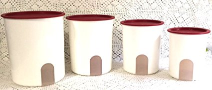 Tupperware One Touch Reminder Canister Set Red Seal