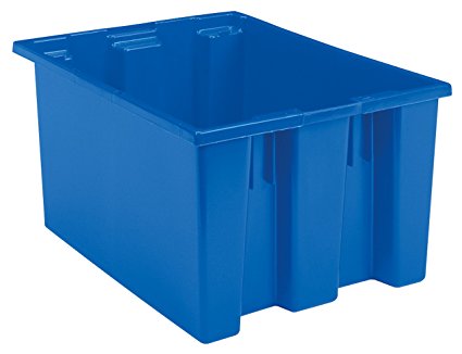 Akro-Mils 35300 Nest and Stack Plastic Storage and Distribution Tote, 29.5-Inch L by 19.5-Inch W by 15-Inch H, Blue, Case of 3