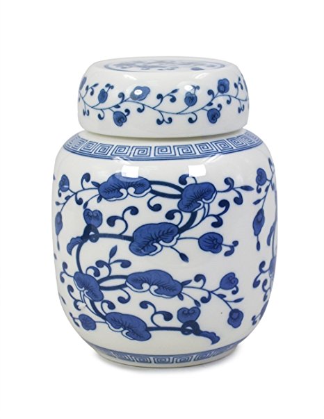 Dahlia Vintage Lotus Blue and White Embossed Porcelain Tea Tin/Tea Storage/Tea Caddy, 1