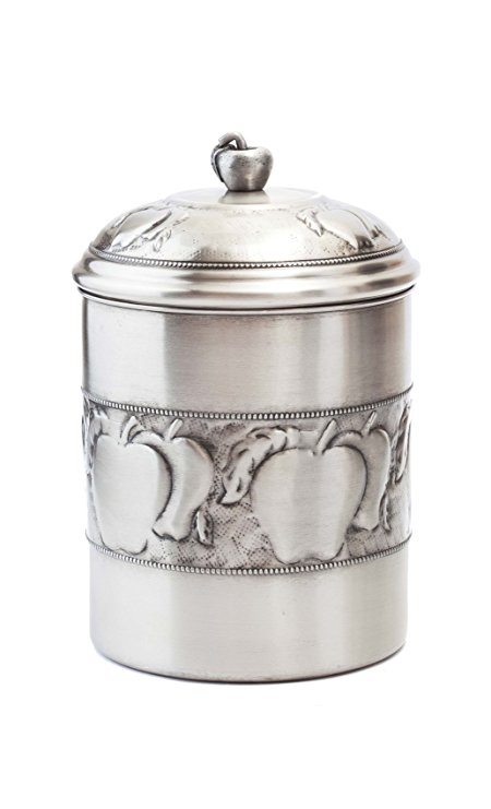 Old Dutch Antique Embossed Apple Cookie Jar with Fresh Seal Cover, 4 qt., Antique Pewter