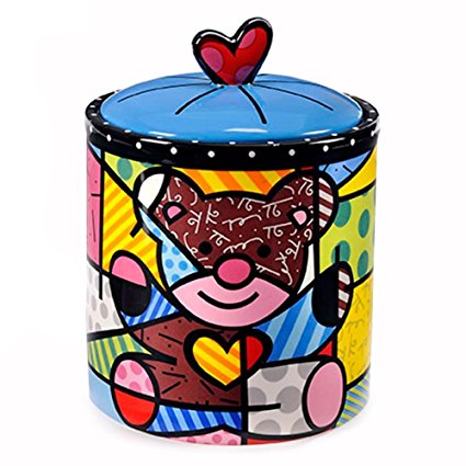 Romero Britto Teddy Bear Cookie Jar/Canister