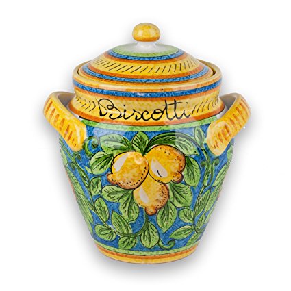 Hand Painted Limone Biscotti Jar from Italy