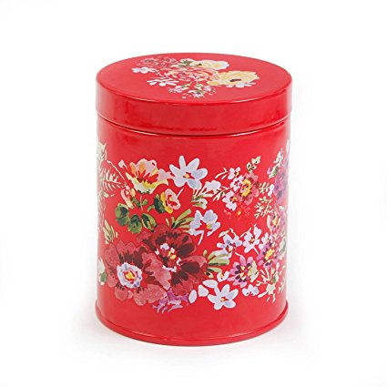 The Pioneer Woman 5 1/2 Red Floral Design Carbon Steel Canister