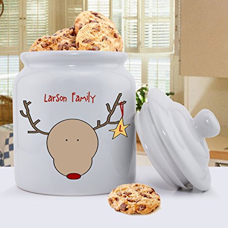 Personalized Holiday Cookie Jars - Reindeer