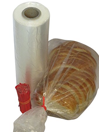 SANROSE Plastic bread and Grocery Clear Bag on Roll 12x20 1 Roll/cs appx. 350 bags- with Free Twist Ties