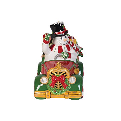 Fitz and Floyd Top Hat Frosty Collection Cookie Jar, Red