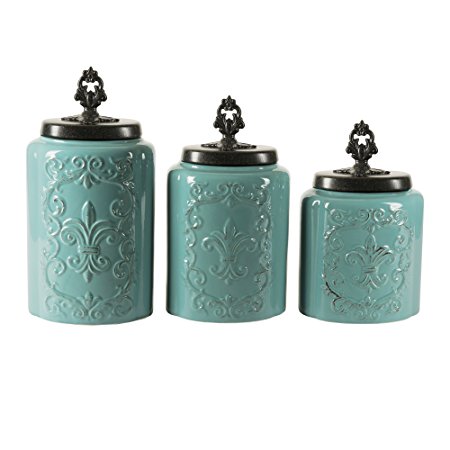 American Atelier Blue Antique Set of 3 Canisters,