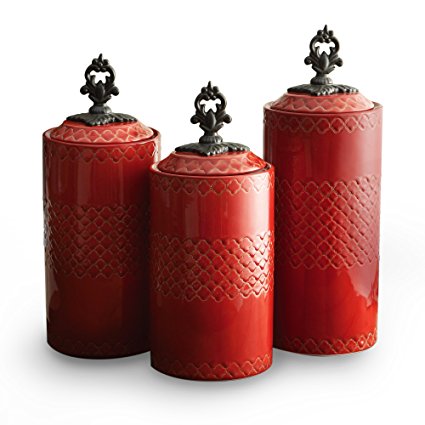 American Atelier Canisters, Red, Set of 3