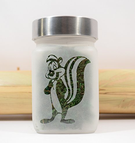 Pepe Le Pew Etched Glass Stash Jar - Weed Accessories by Twisted420Glass