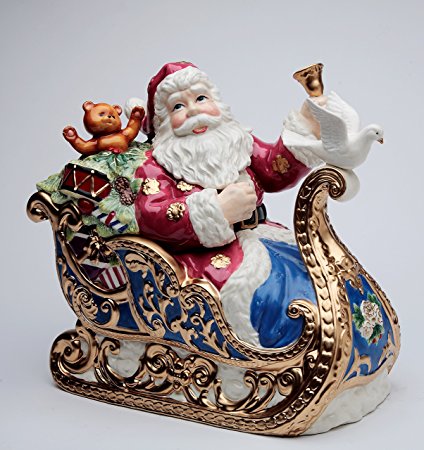 Cosmso Gifts 10673 Christmas Fantasia Santa on Sleigh Cookie Jar