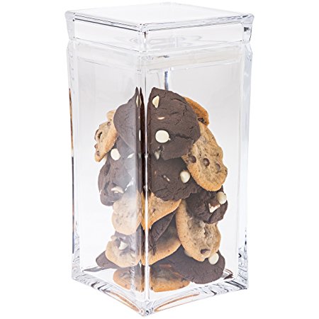 Cookie Jar with Lid – Cookie Container , Airtight , Clear Plastic , Square Shaped in Premium Acrylic (Large Size)