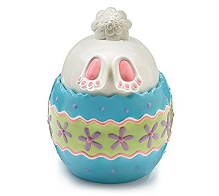 Burton & Burton Easter Bunny Butt Looking In Unique Egg Shaped Cookie Jar