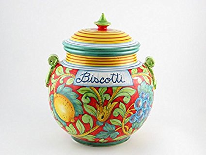 Italian Ceramic 9-inch Biscotti Cookie Jar, Handmade in Tuscany