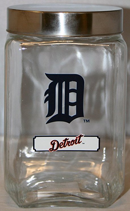 Detroit Tigers MLB Logo Glass Jar Canister