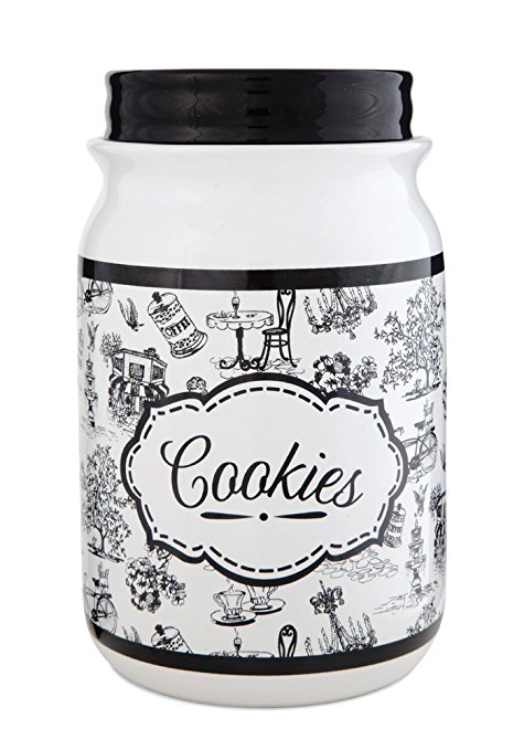 Pavilion Gift Company 49039 You and Me by Jessie Steele Ceramic Cookie Jar, 9-Inch, Café Toile