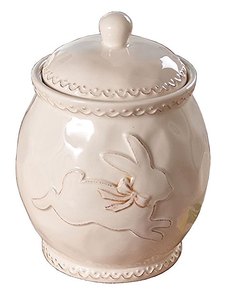 Burton & Burton Raised Easter Bunny Ceramic Cookie Jar Cream 8