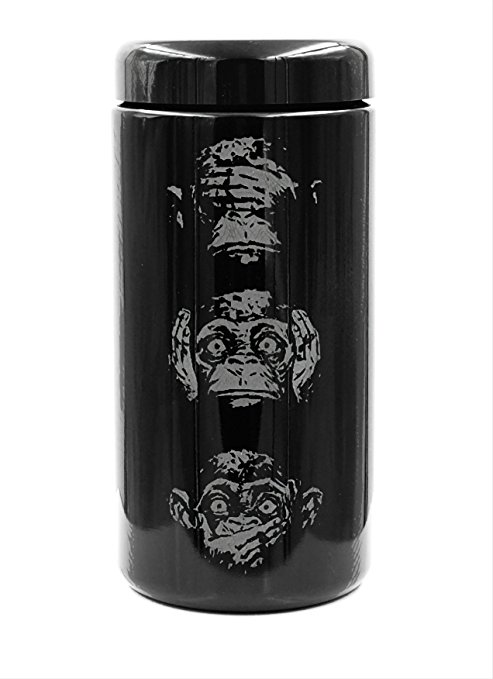 MIRON Violettglas Ultraviolet Storage Container, Airtight Smell Proof Screw Top Jar (1 Liter): Three Wise Monkeys