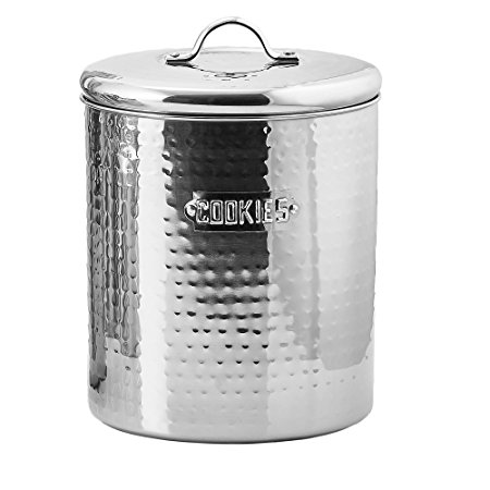 Old Dutch Stainless Steel Hammered Cookie Jar with Fresh Seal Cover, 4-Quart, 6.75 by 7.5-Inch
