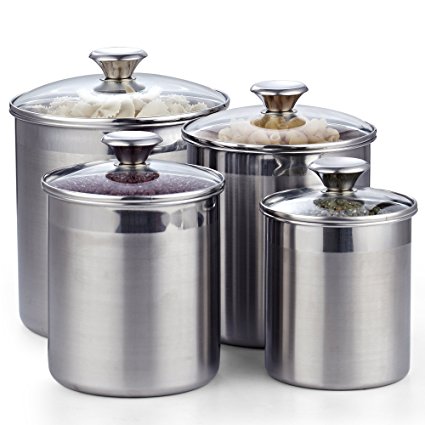 Cooks Standard 02553 4-Piece Canister Set, Stainless Steel