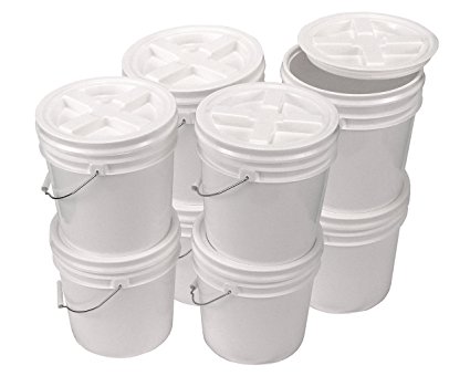 Bucket Kit, Eight White 2 Gallon Buckets with White Gamma Seal Lids