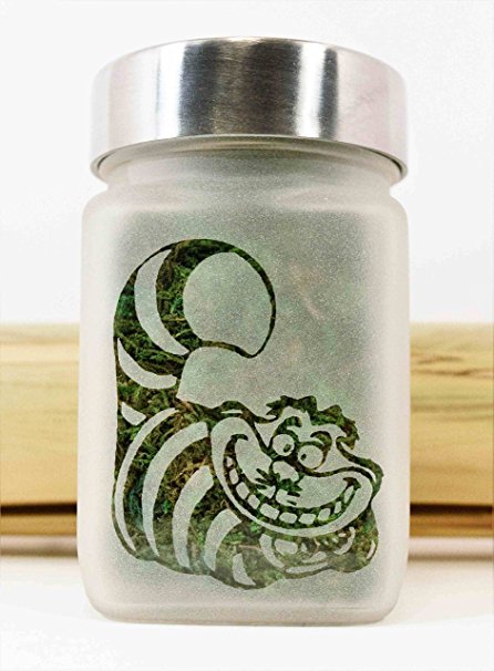 Twisted420Glass Alice in Wonderland Cheshire Cat Herb Stash Storage Jar & Spice Jar
